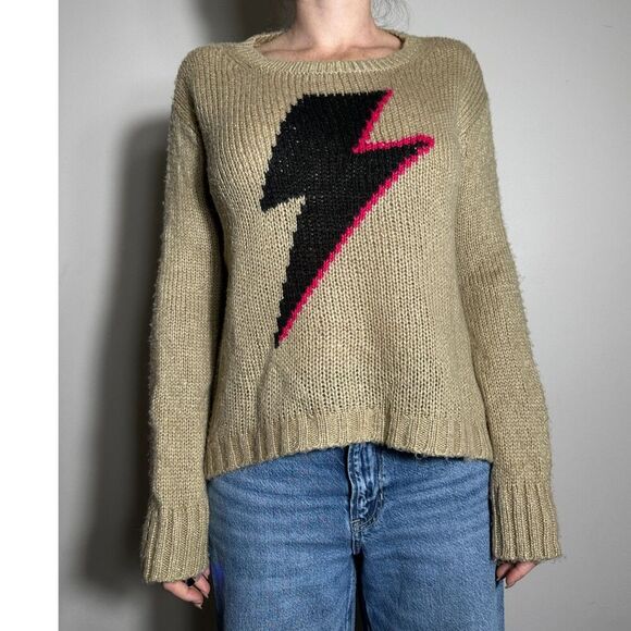 Wodden Ships Beige Knit Lighting Bolt Sweater Size S - Picture 1 of 4